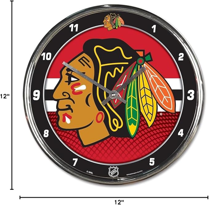Chicago Blackhawks Round Chrome Clock