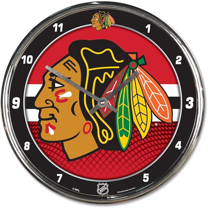 Chicago Blackhawks Round Chrome Clock